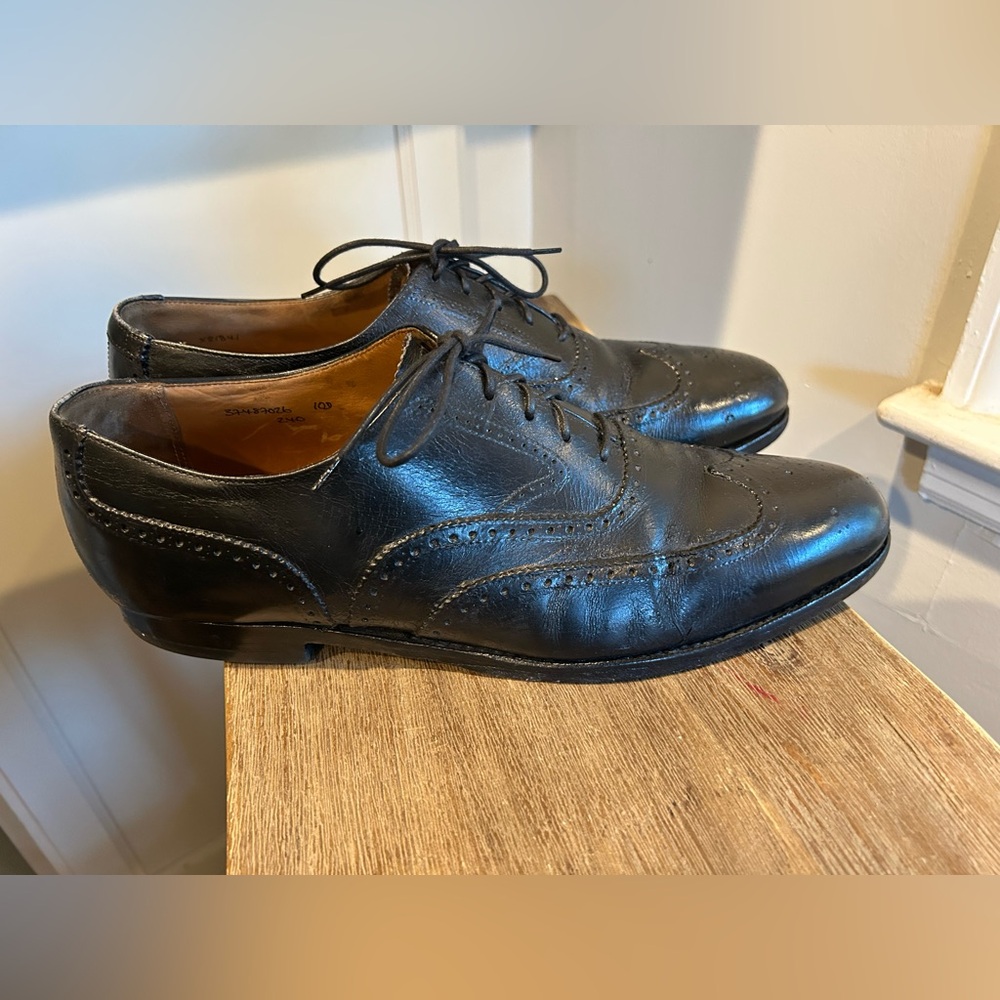 PEAL & CO BROOKS BROTHERS SHOES SIZE 10 D BLACK BROGUE OXFORD
